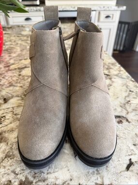 Eileen Fisher women’s  Suede Ankle Boots in Taupe - Casual Zip Boots